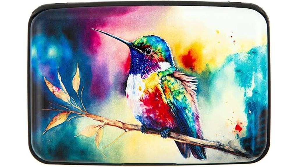 watercolor hummingbird rfid wallet