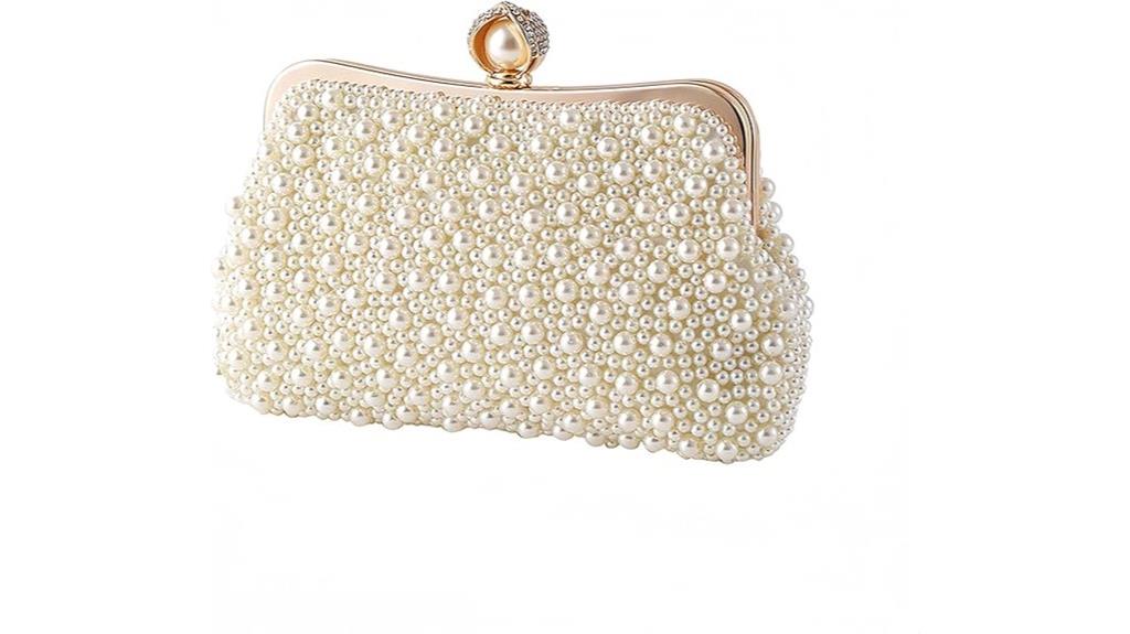 white beaded bridal clutch