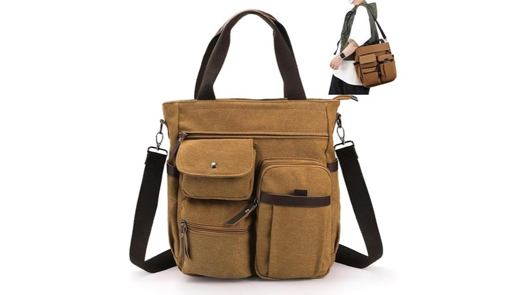 women s multi pocket canvas satchel