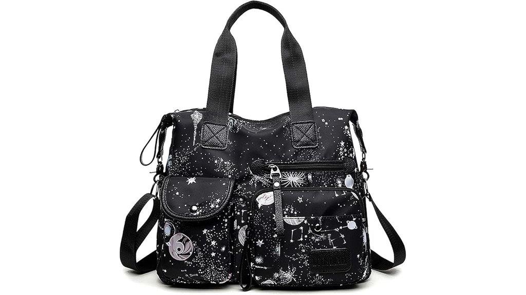 women s nylon tote with pockets