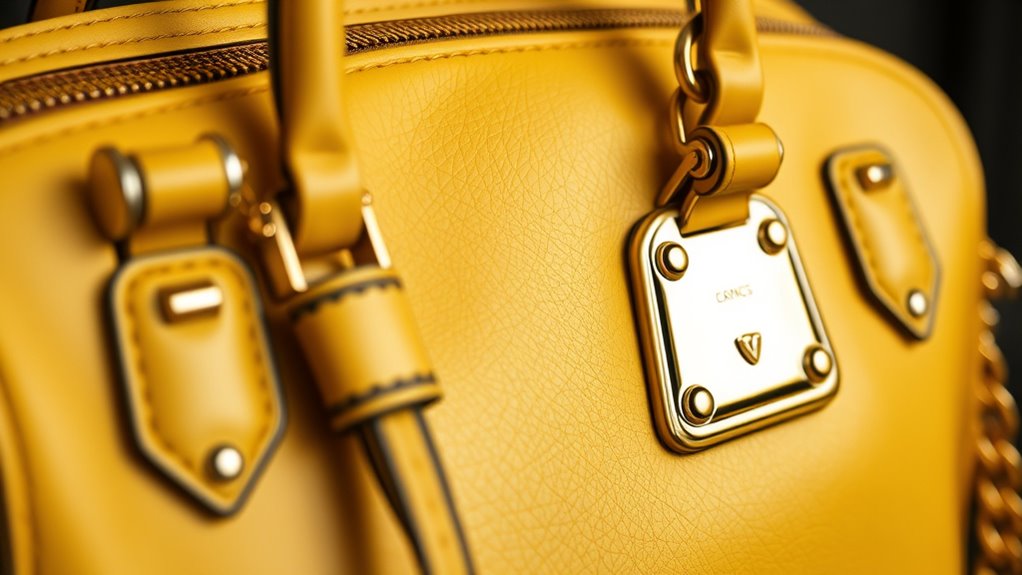 yellow gold hardware adds elegance