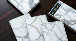 elegant marble passport wallets