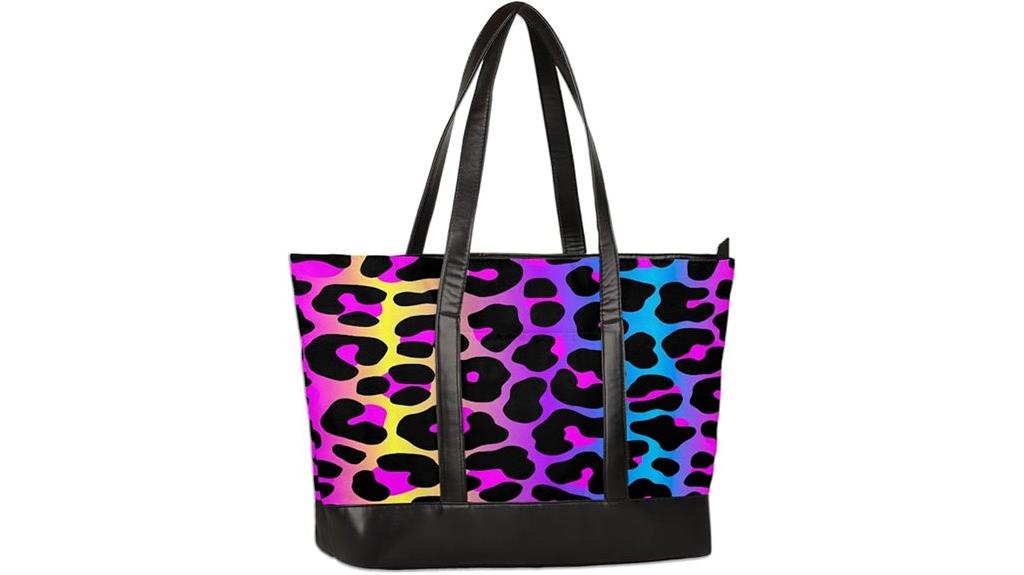 leopard leather laptop tote