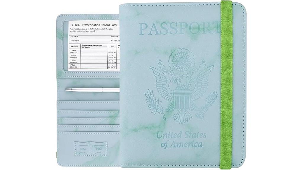 marble green rfid wallet