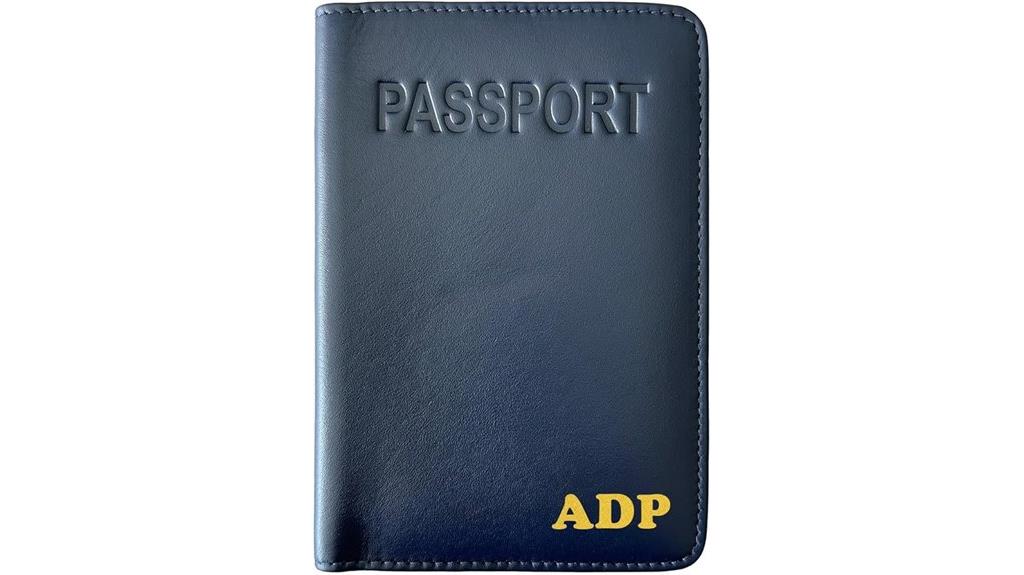 navy leather rfid passport