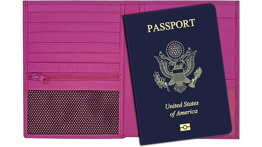 pink leather passport wallet
