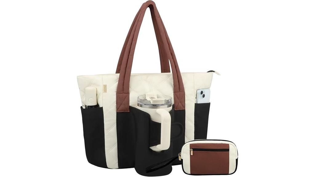 puffy tote with laptop