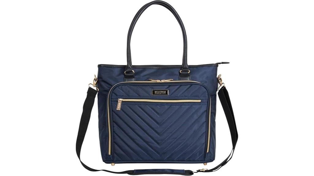 quilted chevron laptop tote