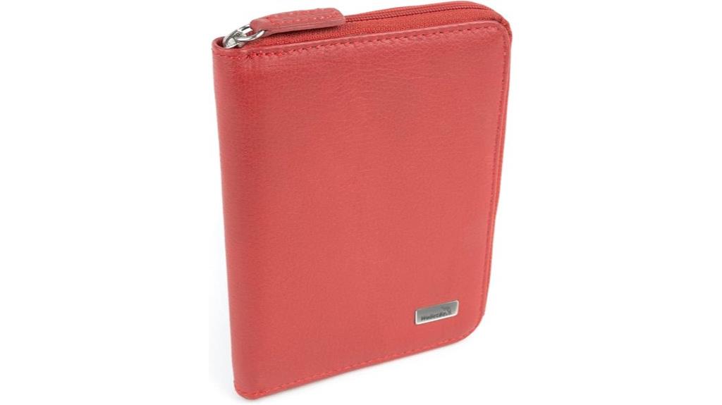 red rfid leather passport wallet