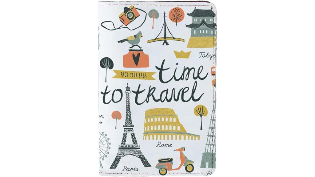travel themed white passport holder