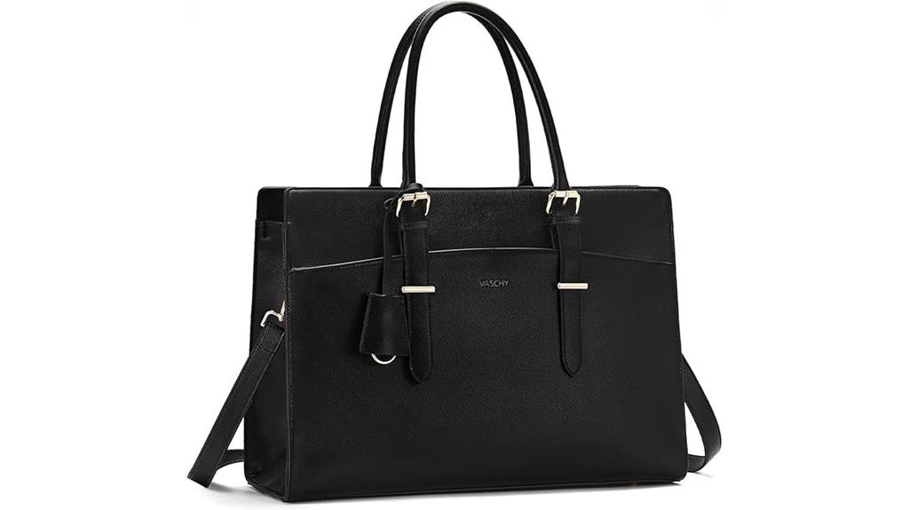 vegan leather laptop tote