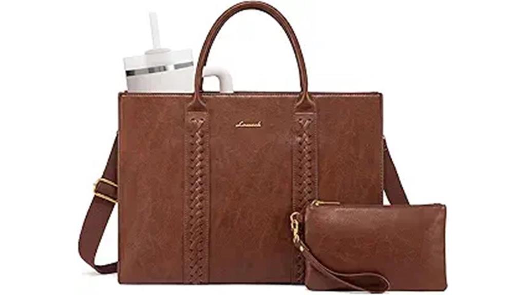 vintage leather laptop tote