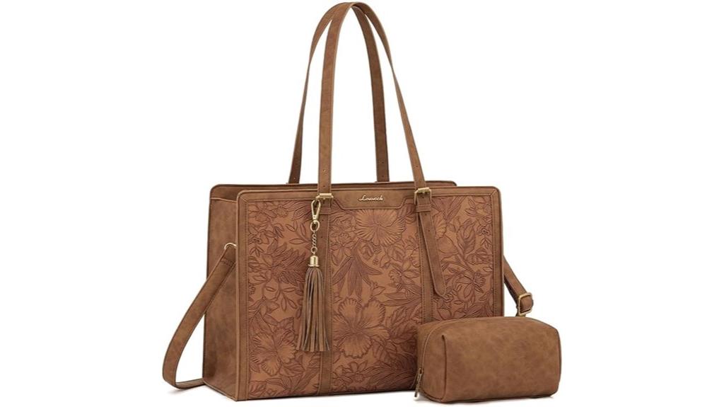 vintage leather laptop tote