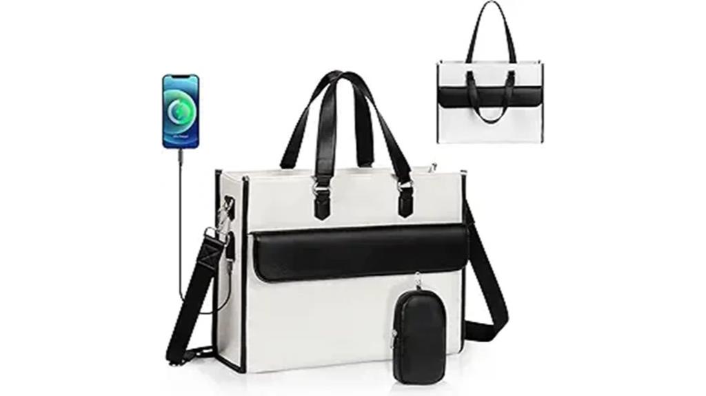 waterproof leather laptop tote