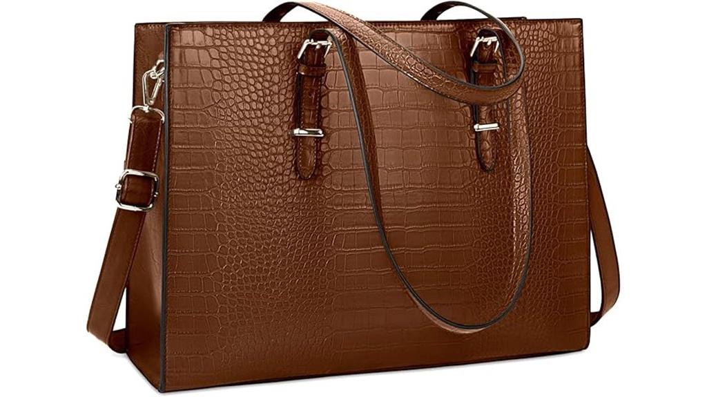 women s leather 15 6 inch tote