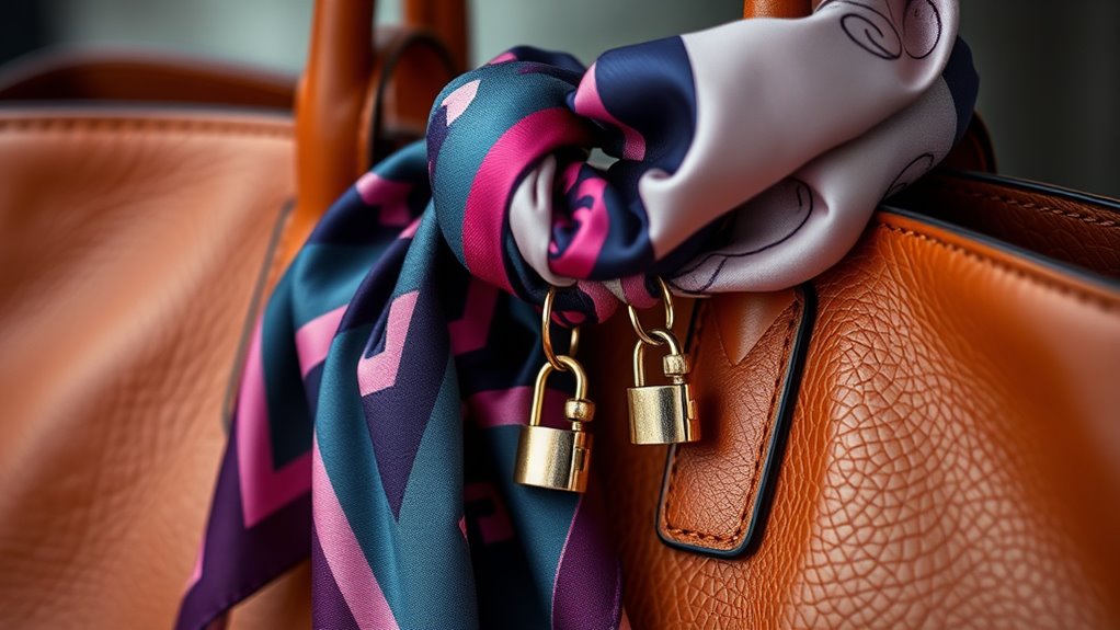 bag styling with scarves