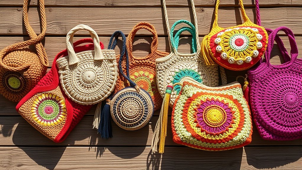 handmade woven crochet bags