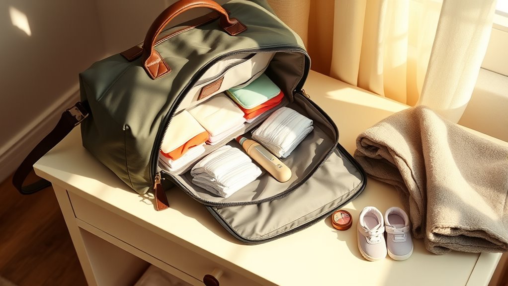 organized breastfeeding diaper essentials