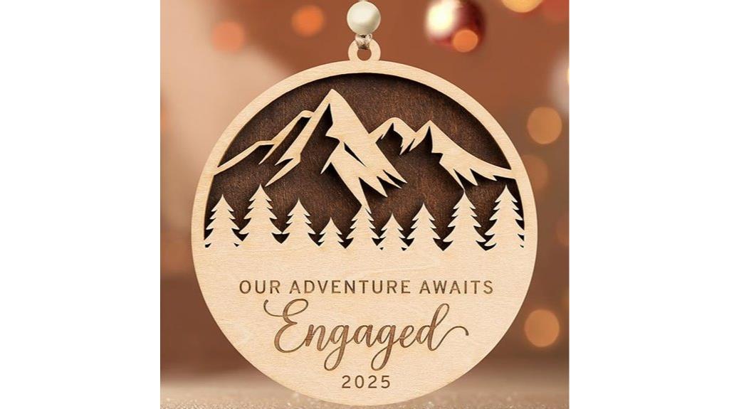engaged christmas wooden ornament