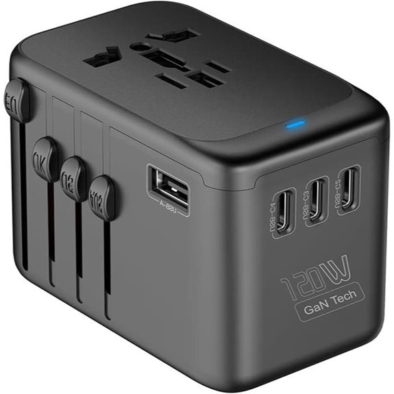 JMFONE 120W Universal Travel Adapter with USB Ports
