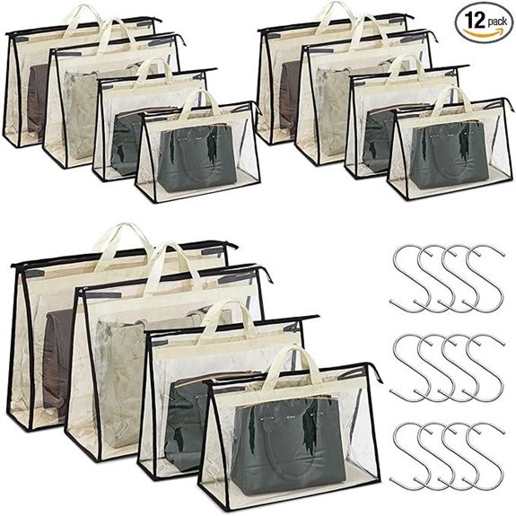 Interesse 12-Pack Clear Handbag Dust Bag Organizer