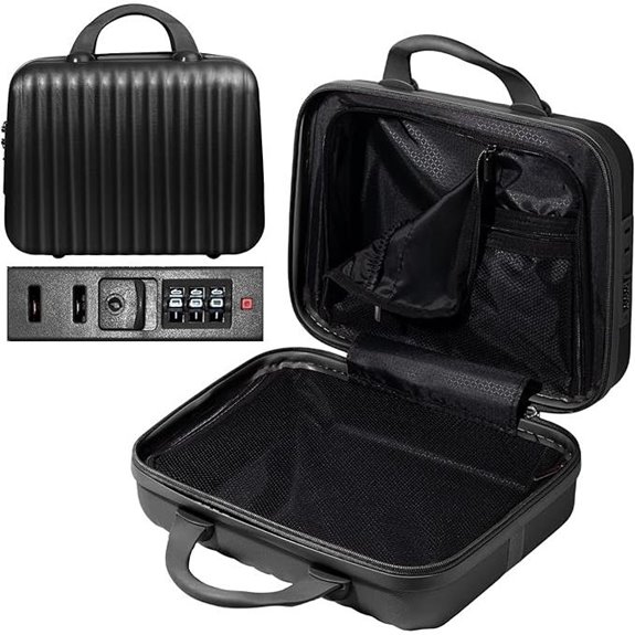 14-Inch Lockable Makeup Train Case with Elastic Strap