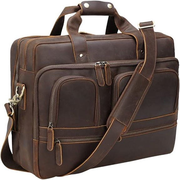 TIDING 18 Full Grain Leather Briefcase for Men