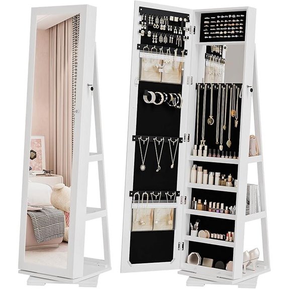 Bonnlo 360° Jewelry Mirror Cabinet with Storage