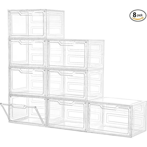 Acrylic Closet Storage Bins with Magnetic Door (8 Pack)