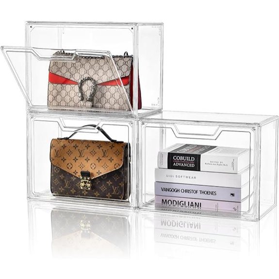 Acrylic Purse Organizer with Magnetic Door (3 Pack)