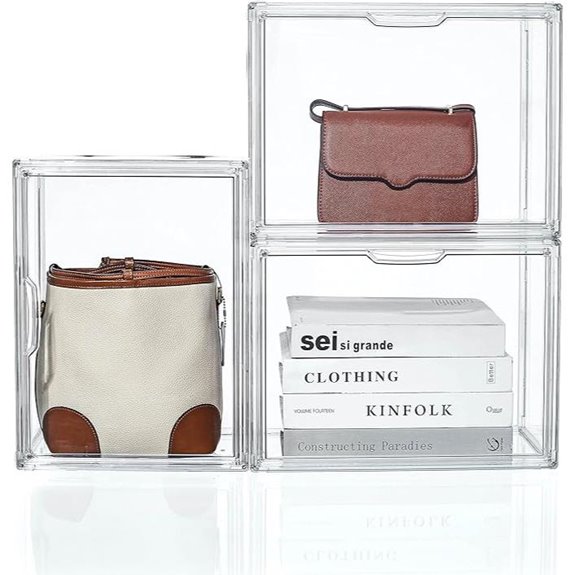 Acrylic Purse Organizer Set with Magnetic Doors