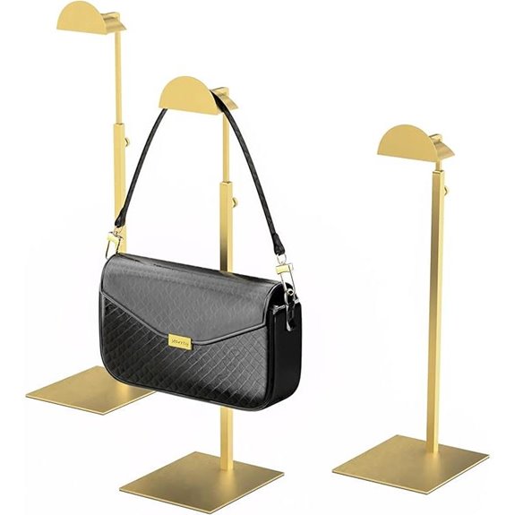 Adjustable Gold Purse Display Stand for Retail Shelves