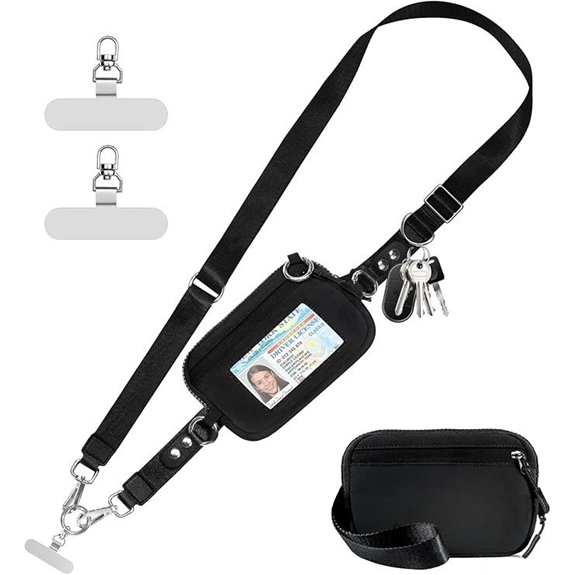 Adjustable RFID Phone Wallet Lanyard with Zipper