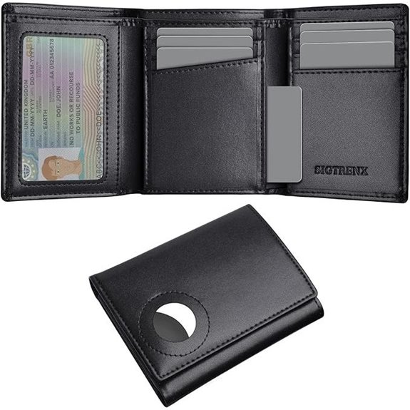 Men's Leather Wallet with Airtag Holder and RFID Blocking