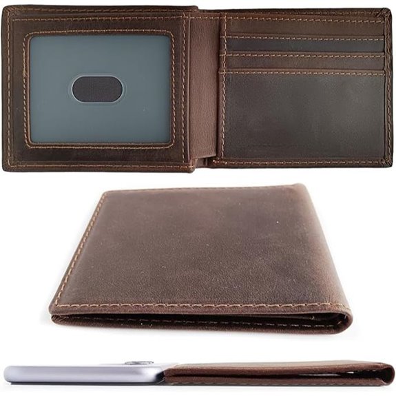 Men's Leather RFID Bifold Wallet with ID Window
