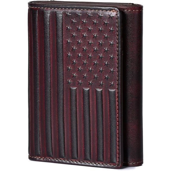 Men's RFID Trifold Leather Wallet with 12 Card Slots
