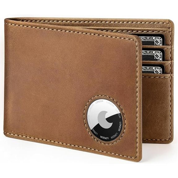 Men's Leather Wallet with AirTag Slot and RFID Blocking