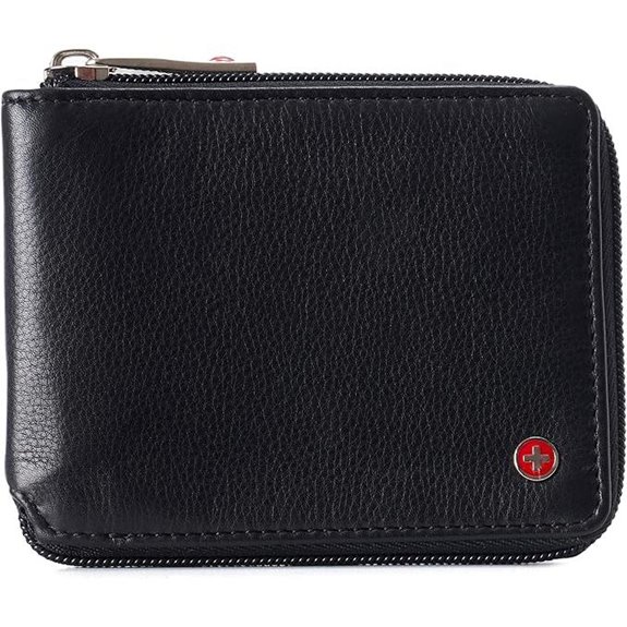 Alpine Swiss Logan Zipper Bifold Wallet with RFID