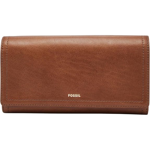 Fossil Women's Logan Leather RFID-Blocking Flap Clutch Wallet for Women