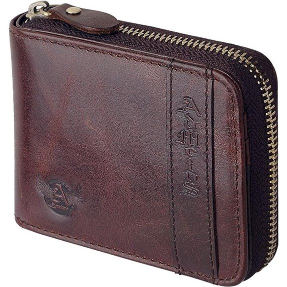 Admetus Men's Genuine Leather Bifold Zip-around Wallet with Elegant Gift