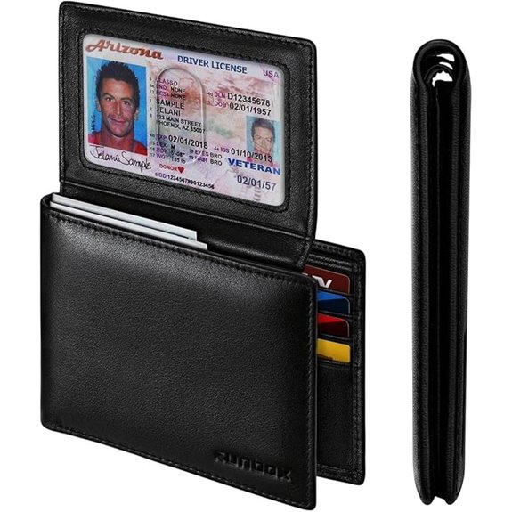 Genuine Leather Men's RFID Bifold Wallet with ID Windows
