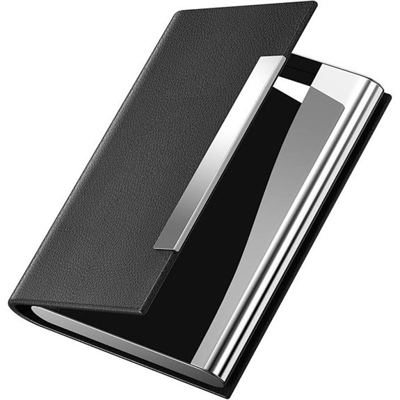 Padike Leather & Steel Business Card Wallet (Black)