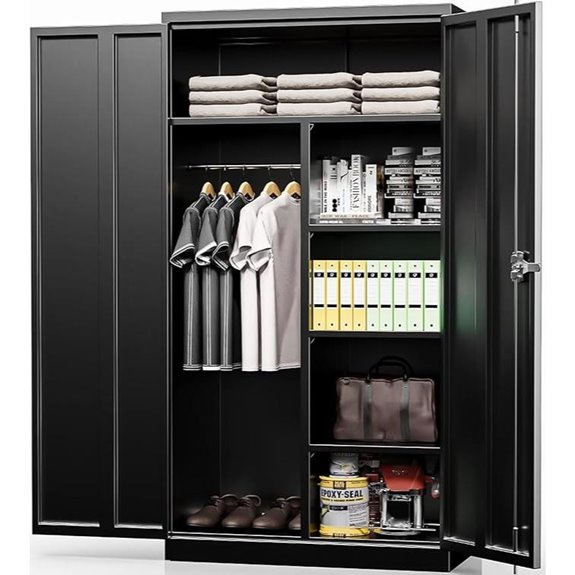 INTERGREAT Metal Wardrobe Cabinet with Lock (Black)