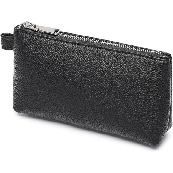PU Leather Makeup Handbag with Storage (Black)