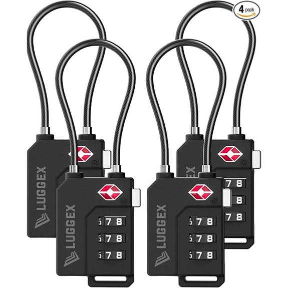 LUGGEX TSA Luggage Locks (4 Pack Black)