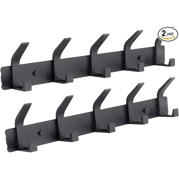 Wall-Mounted Coat Rack with 5 Hooks Black (2 Pack)