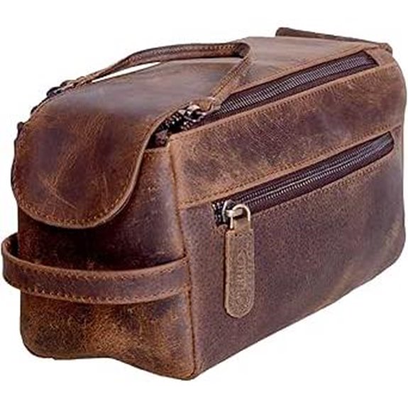 KomalC Buffalo Leather Toiletry Bag for Travel