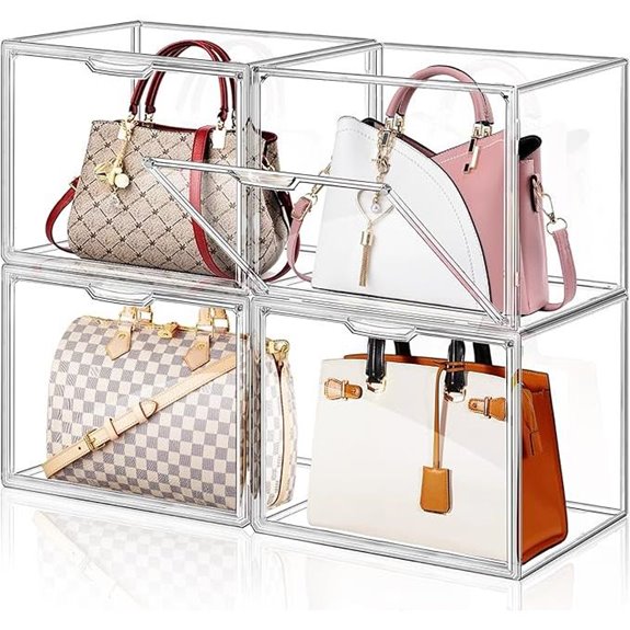 ULENDIS Clear Acrylic Handbag Storage Organizer (4 Pack)