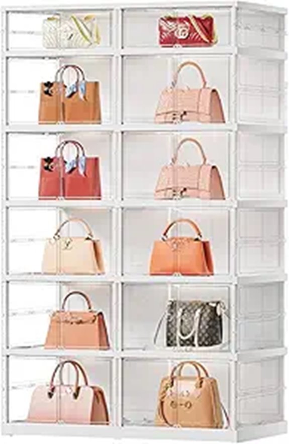 12-Cube Clear Handbag Storage Organizer with Wheels