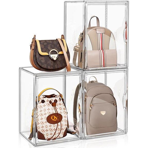 3-Pack Clear Handbag Organizer with Magnetic Lids